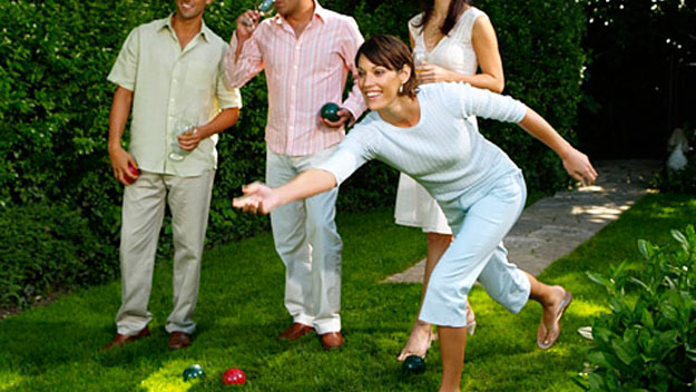 Group playing bocce