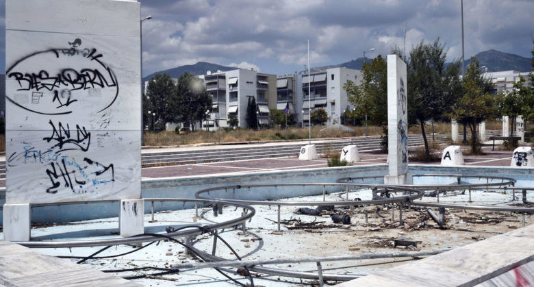 View on Olympic village . The Greek organisers invested about 9 billion Euros in Athens 2004 Olympic Games.Most of the sports facilities were built exclusively for the Olympics without any plans for their future use .Many of them have been exclusively used for Olympic Games and never again. Now they are abounded and destroyed.Photo by Milos Bicanski/Getty Images