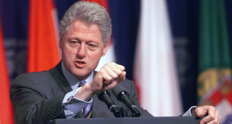 24th April 1999 NATO's 50th Anniversary Summit Press Conference US President Bill Clinton in the Amphitheater in the ITC Reagan Building.